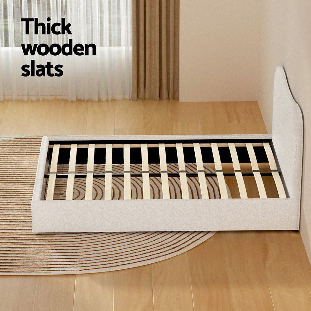 Bed Frame Double Size Boucle DARA - Baby & Kids > Kid's Furniture > Kid's Beds & Bed Frames - Rivercity House & Home Co. (ABN 18 642 972 209) - Affordable Modern Furniture Australia