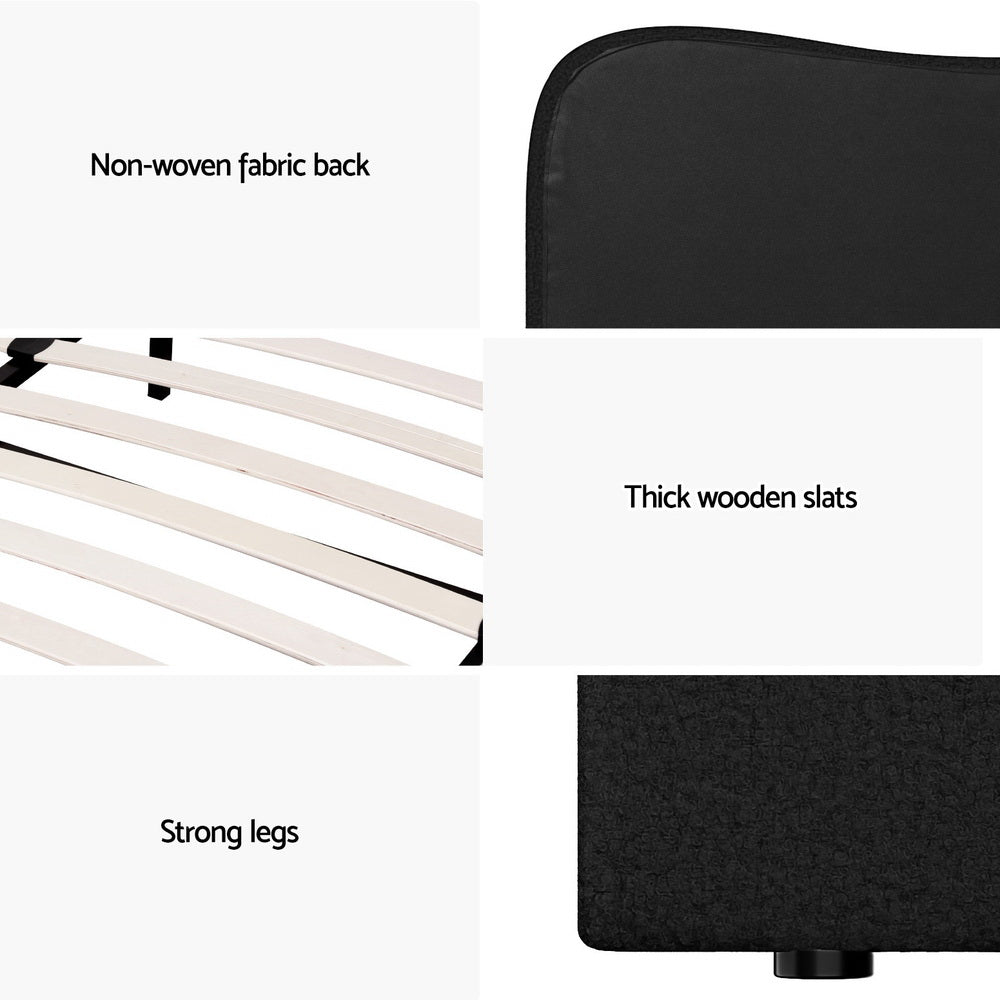 Bed Frame Double Size Boucle DARA - Furniture > Bedroom > Beds & Bed Frames - Rivercity House & Home Co. (ABN 18 642 972 209) - Affordable Modern Furniture Australia