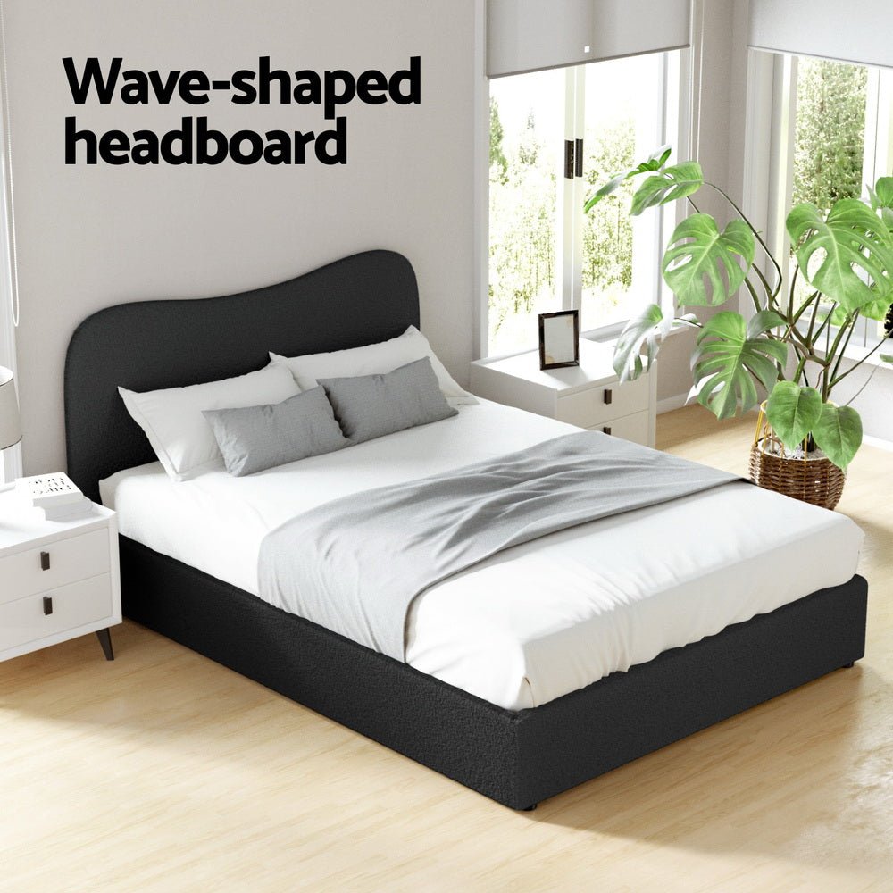 Bed Frame Double Size Boucle DARA - Furniture > Bedroom > Beds & Bed Frames - Rivercity House & Home Co. (ABN 18 642 972 209) - Affordable Modern Furniture Australia