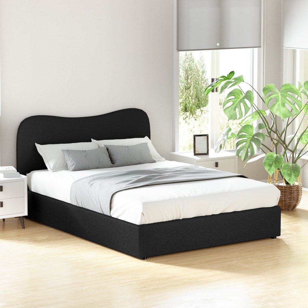 Bed Frame Double Size Boucle DARA - Furniture > Bedroom > Beds & Bed Frames - Rivercity House & Home Co. (ABN 18 642 972 209) - Affordable Modern Furniture Australia