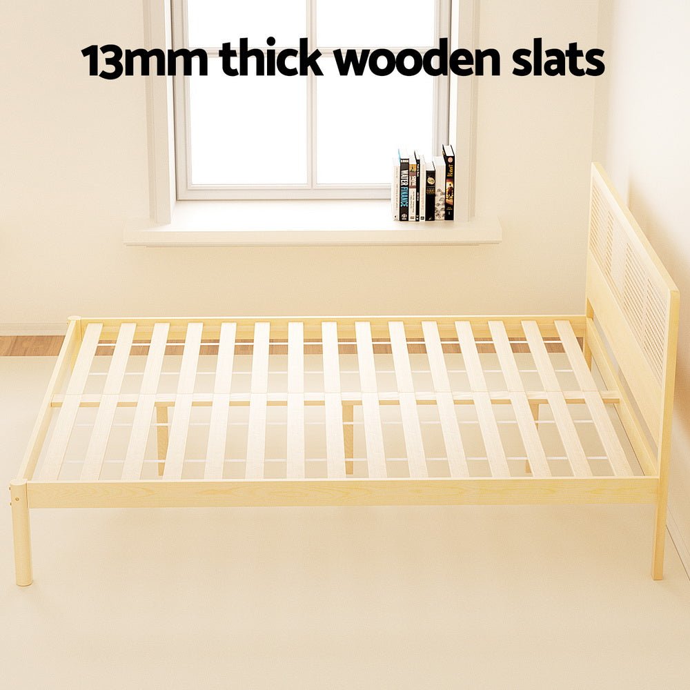 Bed Frame Double Size Rattan Wooden RITA - Furniture > Bedroom - Rivercity House & Home Co. (ABN 18 642 972 209) - Affordable Modern Furniture Australia