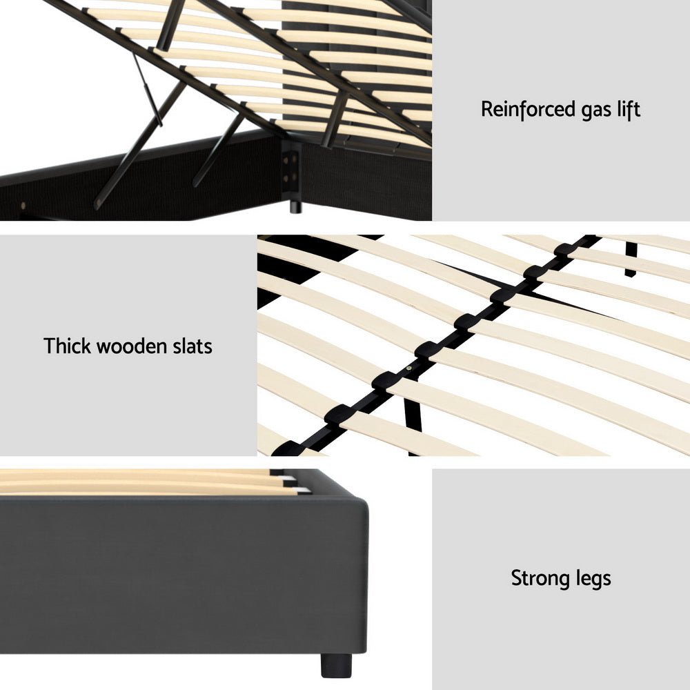 Bed Frame Double Size Velvet Grey FION - Furniture > Bedroom > Beds & Bed Frames - Rivercity House & Home Co. (ABN 18 642 972 209) - Affordable Modern Furniture Australia