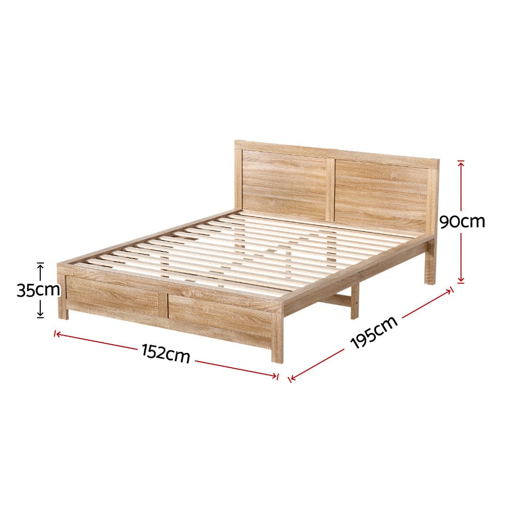 Bed Frame Double Size Wooden Acacia Wood OATMEAL - Furniture > Bedroom > Beds & Bed Frames - Rivercity House & Home Co. (ABN 18 642 972 209) - Affordable Modern Furniture Australia