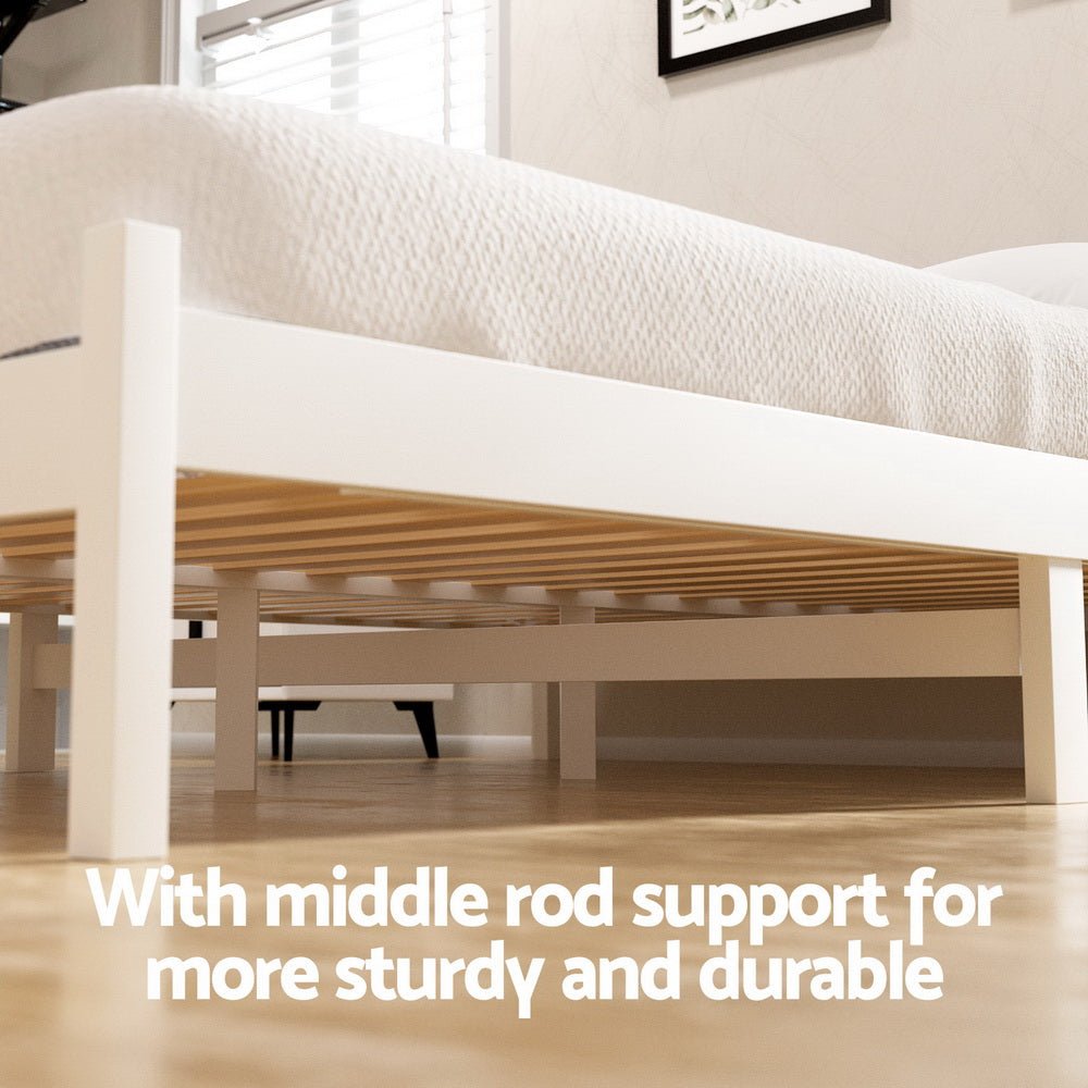 Bed Frame Double Size Wooden Platform with 2 Storage Drawers White SOFIE - Furniture > Bedroom > Beds & Bed Frames - Rivercity House & Home Co. (ABN 18 642 972 209) - Affordable Modern Furniture Australia