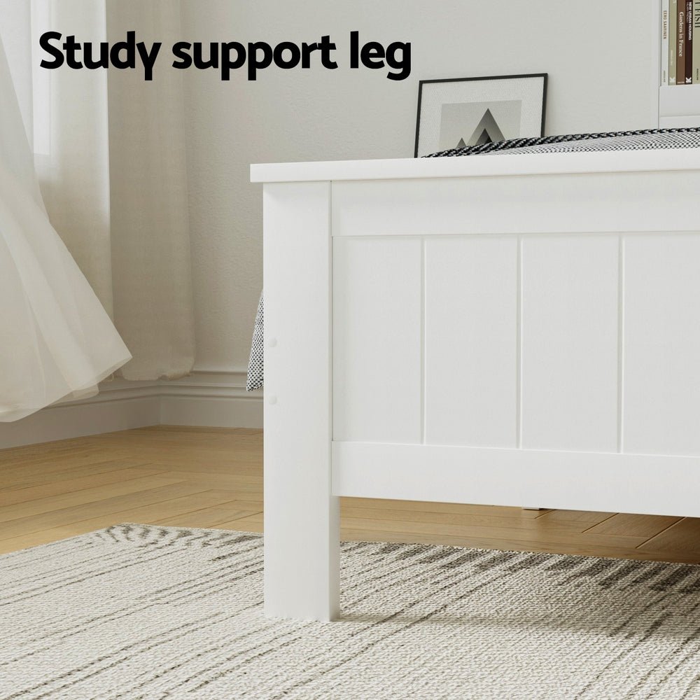 Bed Frame Double Size Wooden with 3 Shelves Bed Head White - Furniture > Bedroom > Beds & Bed Frames - Rivercity House & Home Co. (ABN 18 642 972 209) - Affordable Modern Furniture Australia