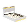 Sunset Double Gas Lift Bed Frame with LED Lights & Storage – White