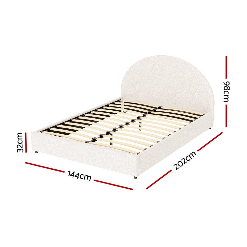 Bed Frame Gas Lift Strorage Beds Base Platform Boucle Fabric Double ELLA - Furniture > Bedroom > Beds & Bed Frames - Rivercity House & Home Co. (ABN 18 642 972 209) - Affordable Modern Furniture Australia