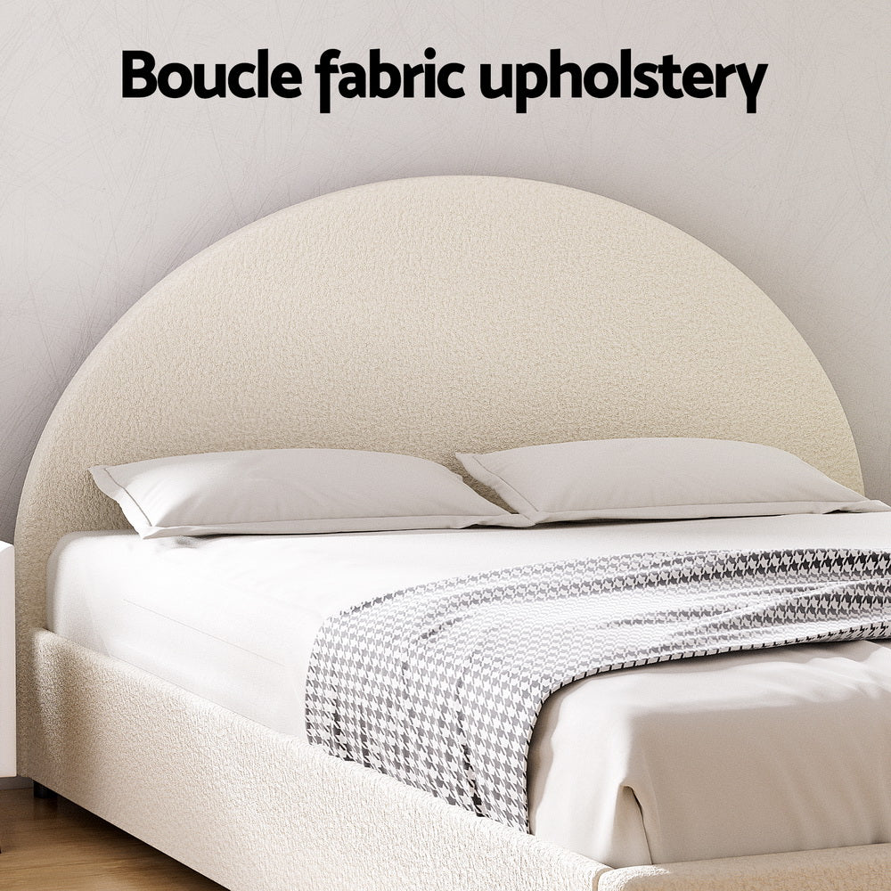 Bed Frame Gas Lift Strorage Beds Base Platform Boucle Fabric Double ELLA - Furniture > Bedroom > Beds & Bed Frames - Rivercity House & Home Co. (ABN 18 642 972 209) - Affordable Modern Furniture Australia