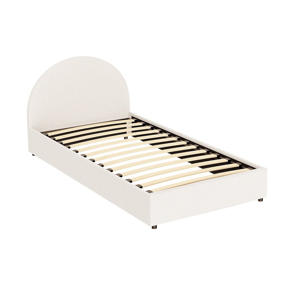 Bed Frame Gas Lift Strorage Beds Base Platform Boucle Fabric King Single ELLA - Furniture > Bedroom > Beds & Bed Frames - Rivercity House & Home Co. (ABN 18 642 972 209) - Affordable Modern Furniture Australia