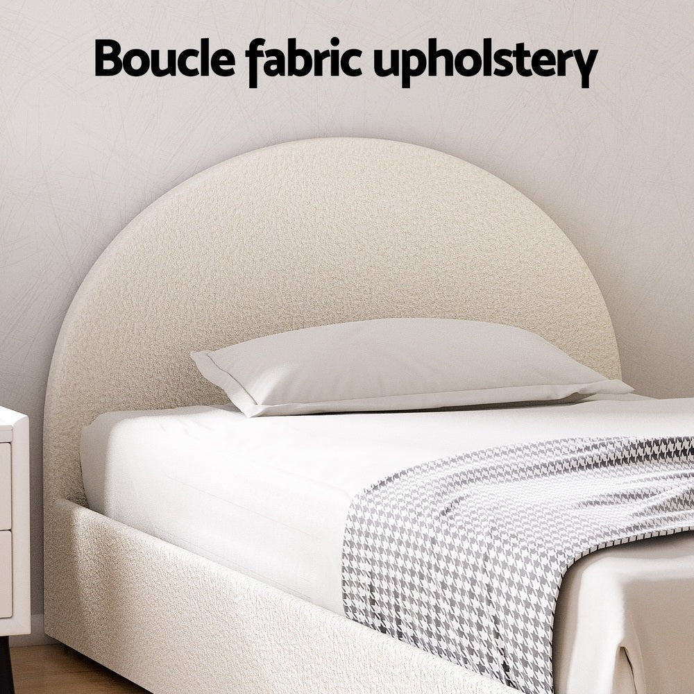 Bed Frame Gas Lift Strorage Beds Base Platform Boucle Fabric King Single ELLA - Furniture > Bedroom > Beds & Bed Frames - Rivercity House & Home Co. (ABN 18 642 972 209) - Affordable Modern Furniture Australia