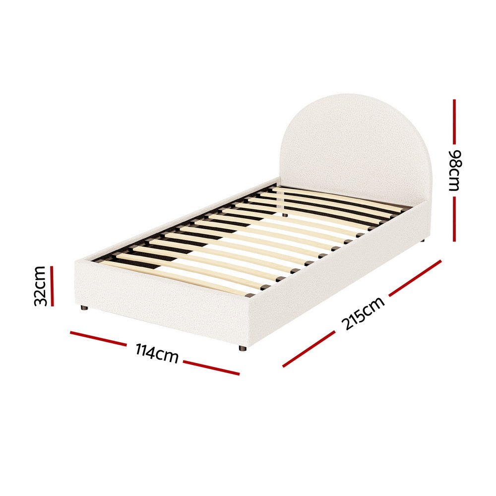 Bed Frame Gas Lift Strorage Beds Base Platform Boucle Fabric King Single ELLA - Furniture > Bedroom > Beds & Bed Frames - Rivercity House & Home Co. (ABN 18 642 972 209) - Affordable Modern Furniture Australia