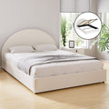 Ella Gas Lift Queen Bed Frame - Beige Bouclé Upholstery
