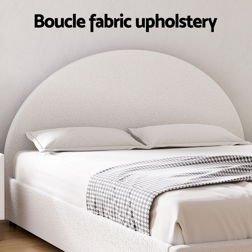 Bed Frame Gas Lift Strorage Beds Base Platform Boucle Fabric Queen ELLA - Furniture > Bedroom > Beds & Bed Frames - Rivercity House & Home Co. (ABN 18 642 972 209) - Affordable Modern Furniture Australia