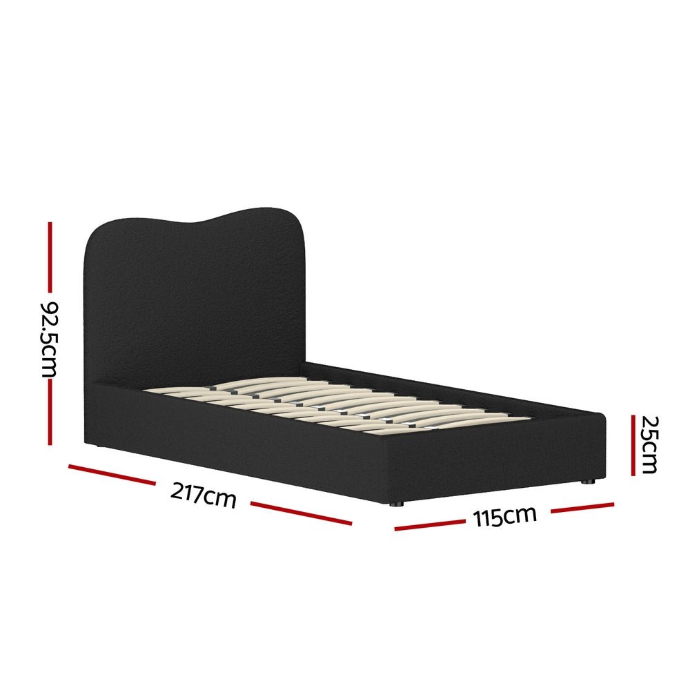 Bed Frame King Single Size Boucle DARA - Furniture > Bedroom > Beds & Bed Frames - Rivercity House & Home Co. (ABN 18 642 972 209) - Affordable Modern Furniture Australia