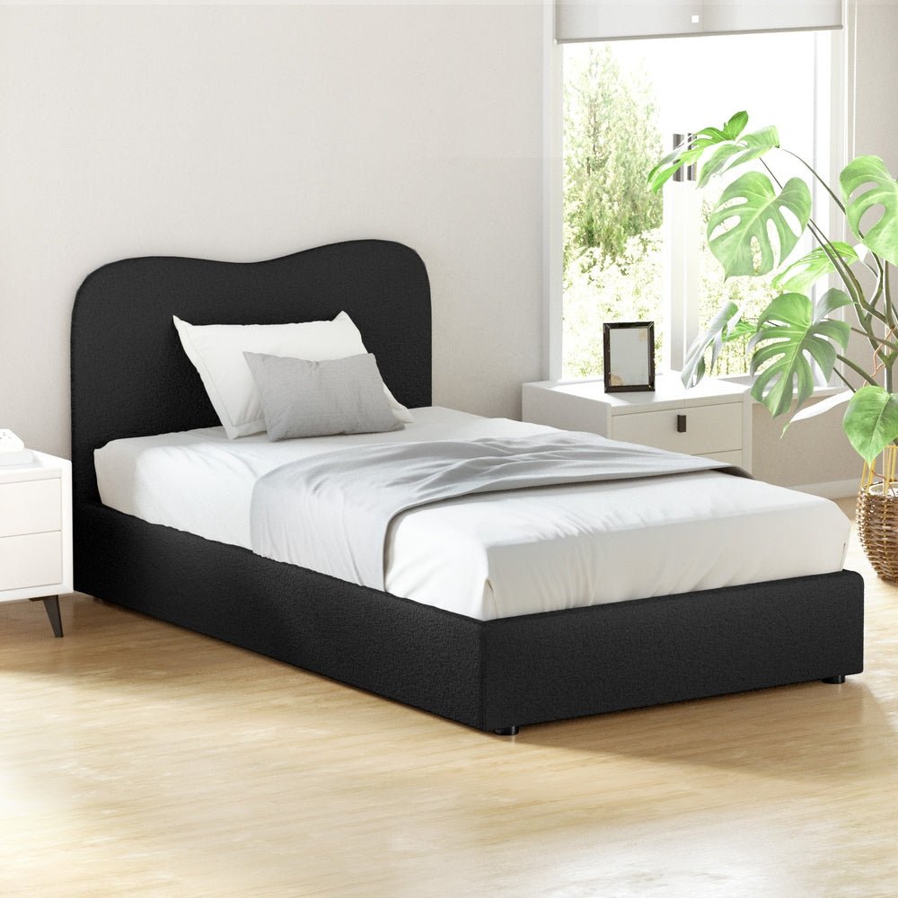 Bed Frame King Single Size Boucle DARA - Furniture > Bedroom > Beds & Bed Frames - Rivercity House & Home Co. (ABN 18 642 972 209) - Affordable Modern Furniture Australia