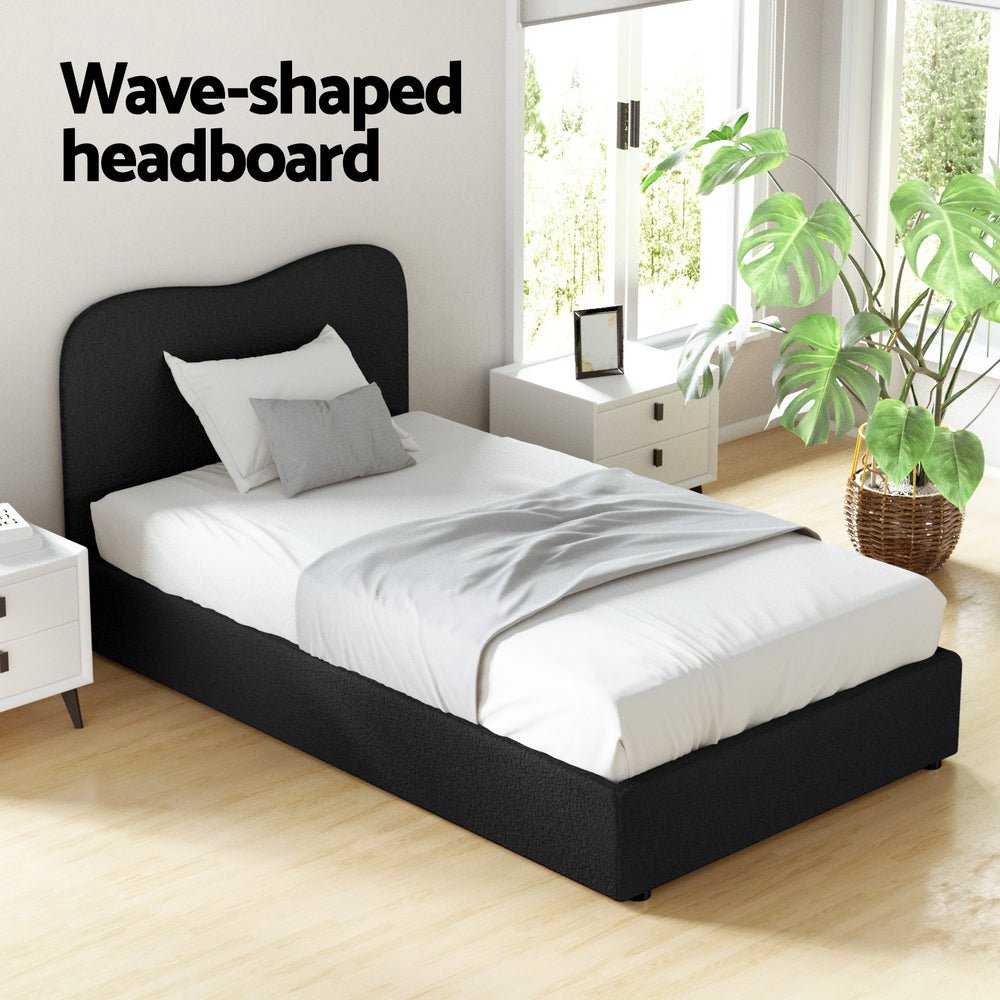 Bed Frame King Single Size Boucle DARA - Furniture > Bedroom > Beds & Bed Frames - Rivercity House & Home Co. (ABN 18 642 972 209) - Affordable Modern Furniture Australia