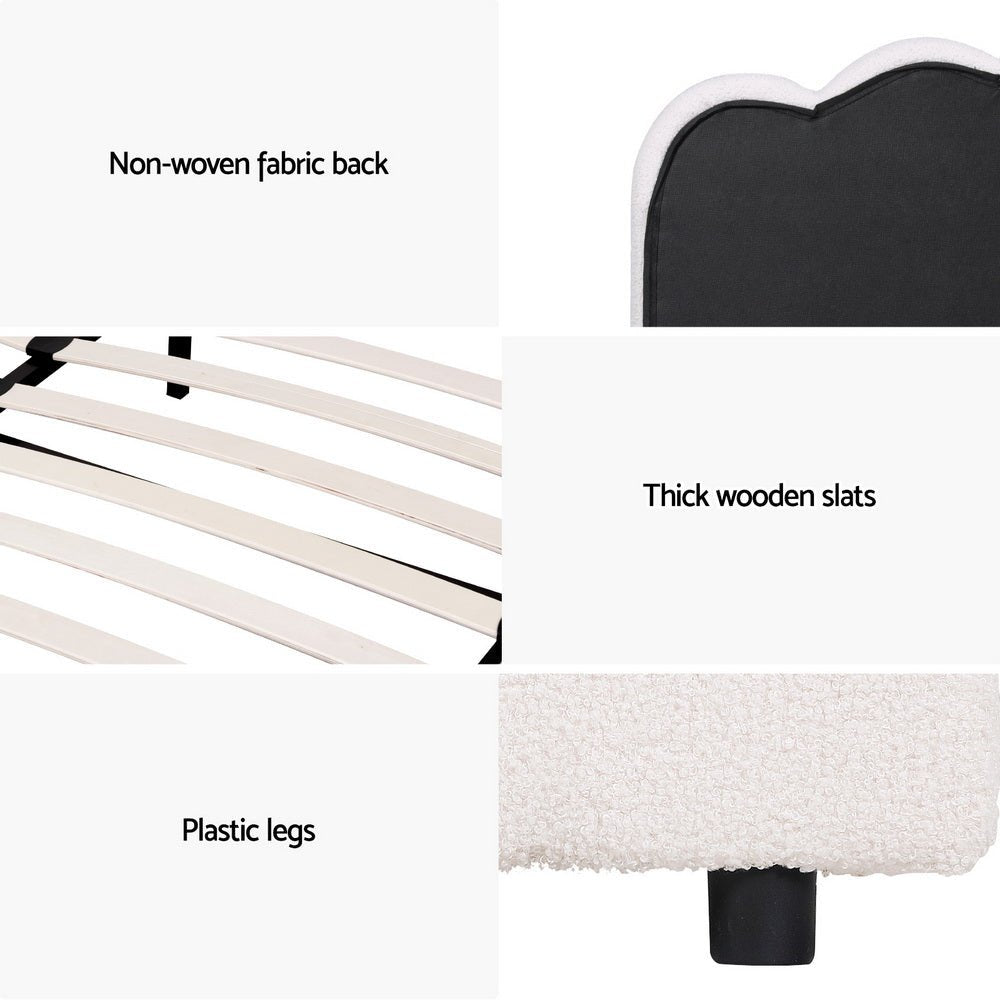 Bed Frame King Single Size Boucle FION - Baby & Kids > Kid's Furniture > Kid's Beds & Bed Frames - Rivercity House & Home Co. (ABN 18 642 972 209) - Affordable Modern Furniture Australia