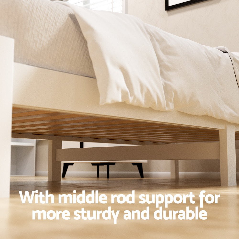 Bed Frame King Single Size Wooden Platform with 2 Storage Drawers White - Furniture > Bedroom > Beds & Bed Frames - Rivercity House & Home Co. (ABN 18 642 972 209) - Affordable Modern Furniture Australia
