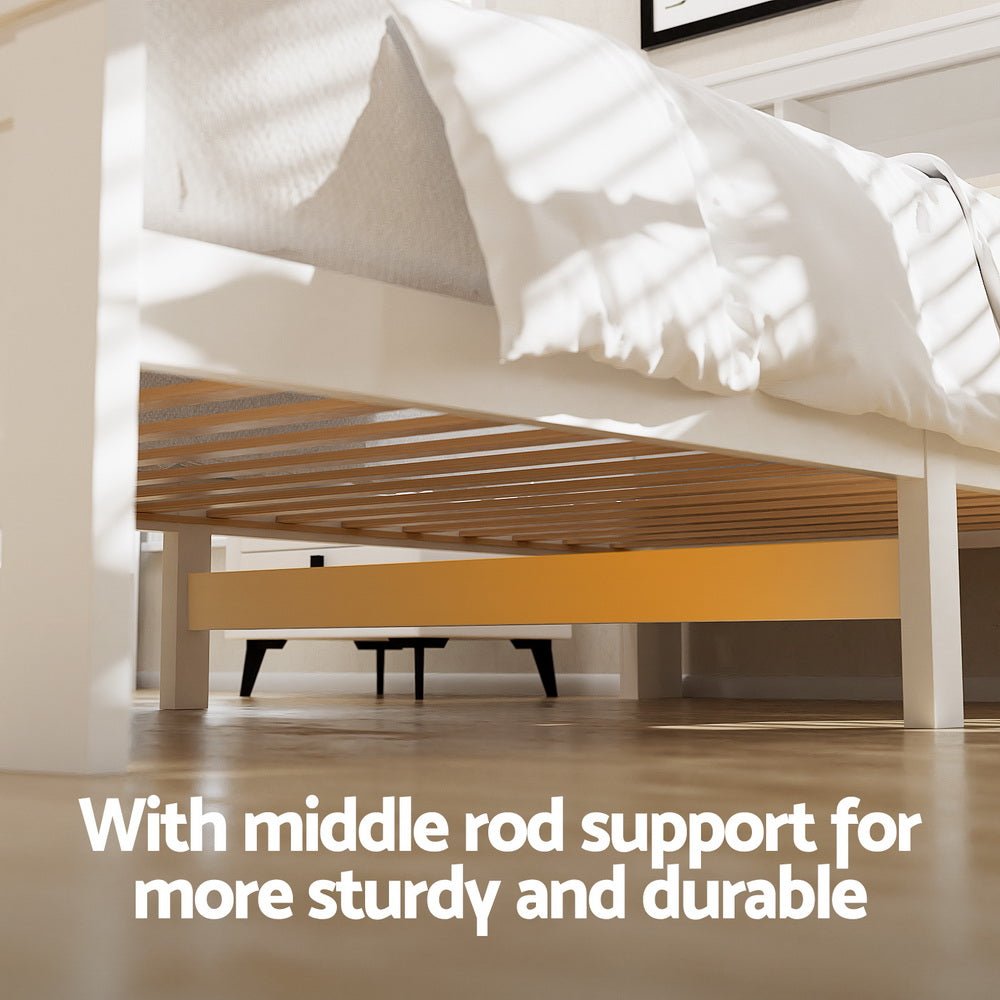 Bed Frame King Single Size Wooden with 2 Storage Drawers White - Furniture > Bedroom > Beds & Bed Frames - Rivercity House & Home Co. (ABN 18 642 972 209) - Affordable Modern Furniture Australia