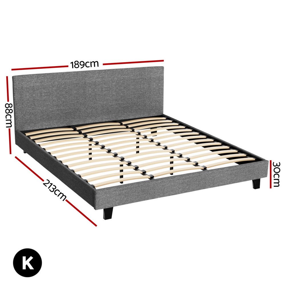 Bed Frame King Size Grey NEO - Furniture > Bedroom > Beds & Bed Frames - Rivercity House & Home Co. (ABN 18 642 972 209) - Affordable Modern Furniture Australia