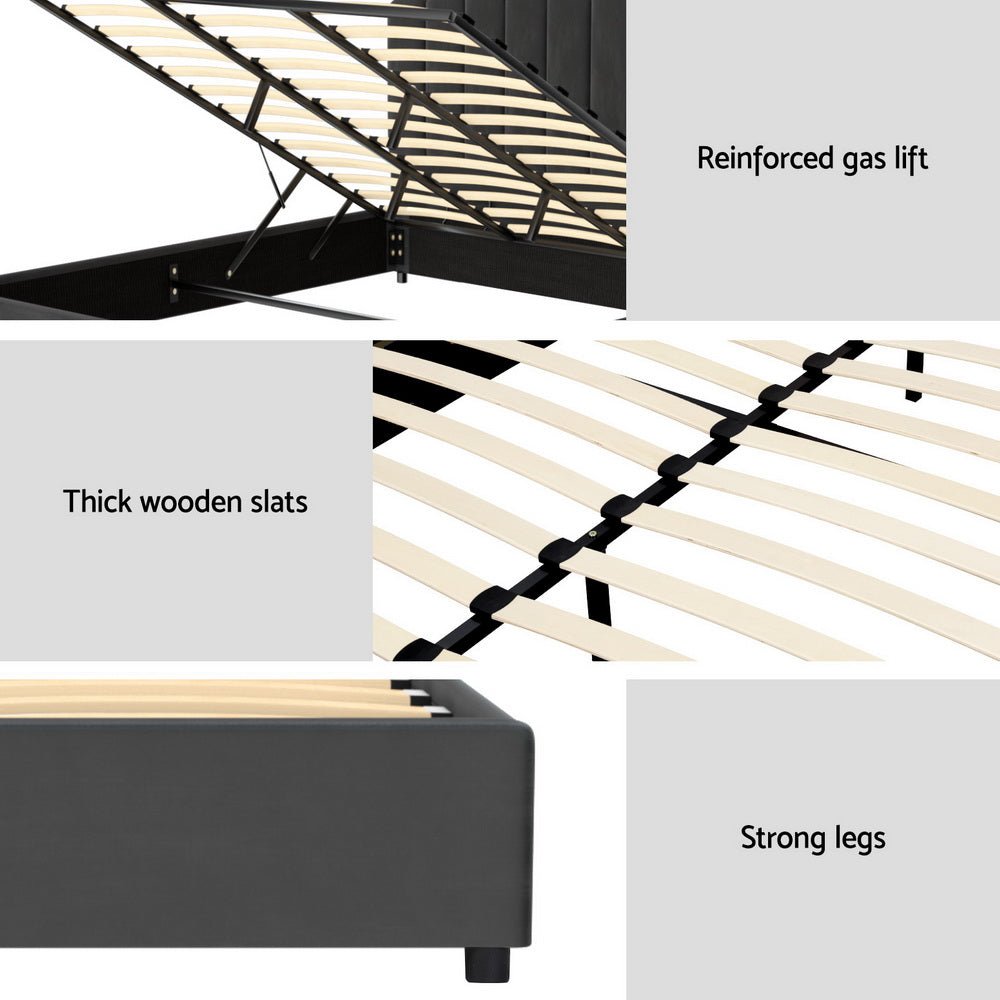 Bed Frame King Size Velvet Grey FION - Furniture > Bedroom > Beds & Bed Frames - Rivercity House & Home Co. (ABN 18 642 972 209) - Affordable Modern Furniture Australia