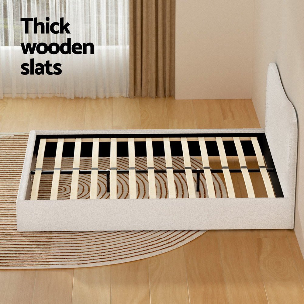 Bed Frame Queen Size Boucle DARA - Baby & Kids > Kid's Furniture > Kid's Beds & Bed Frames - Rivercity House & Home Co. (ABN 18 642 972 209) - Affordable Modern Furniture Australia