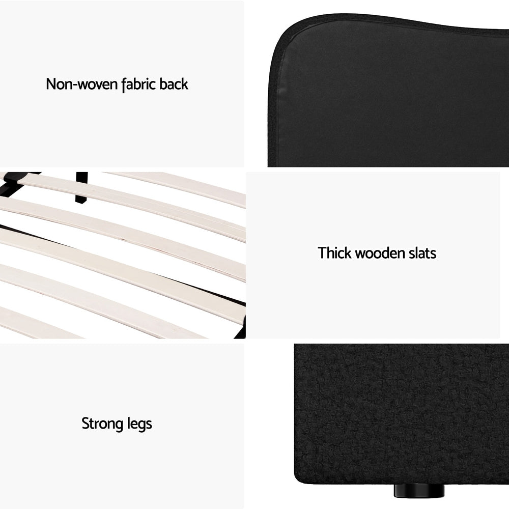 Bed Frame Queen Size Boucle DARA - Furniture > Bedroom > Beds & Bed Frames - Rivercity House & Home Co. (ABN 18 642 972 209) - Affordable Modern Furniture Australia