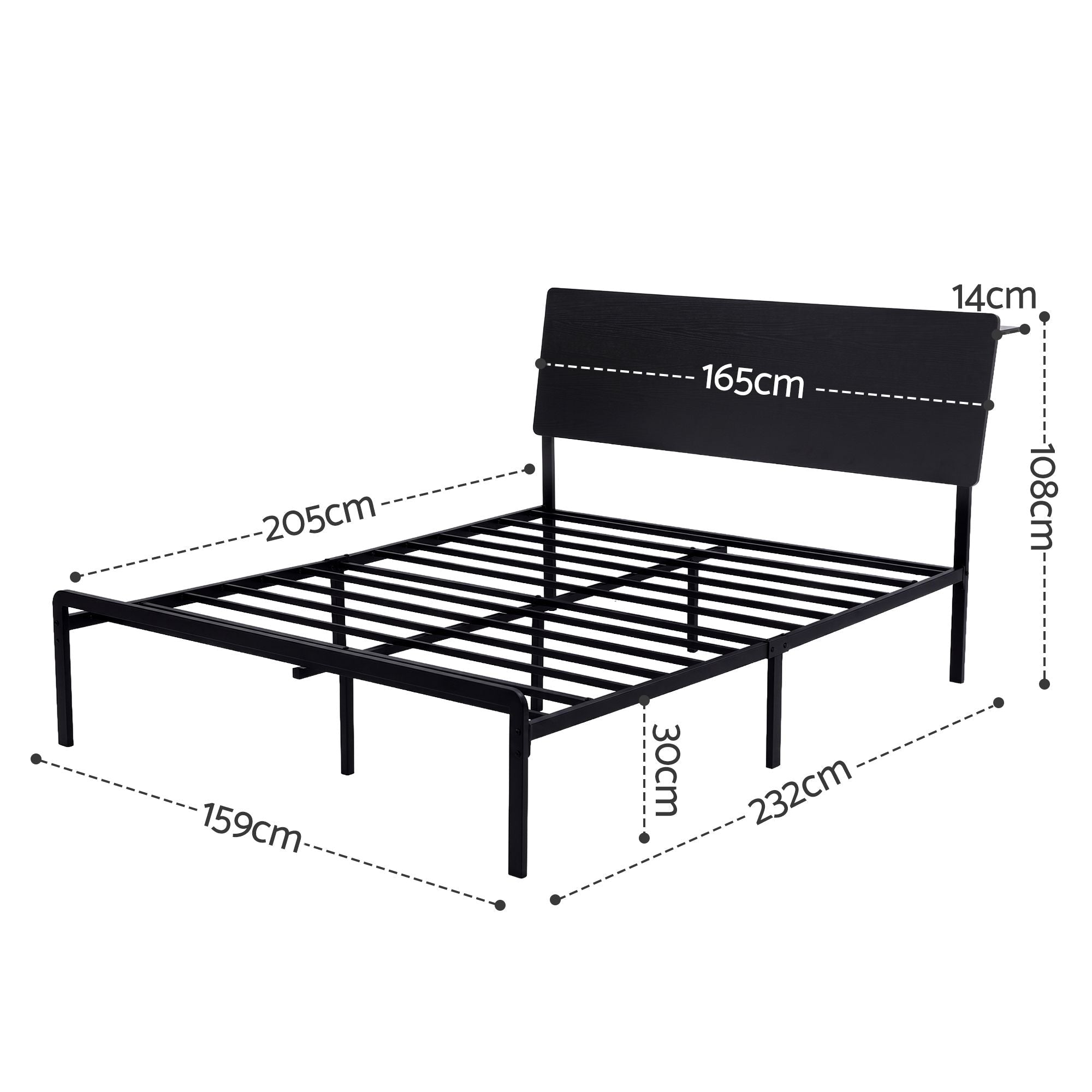 Bed Frame Queen Size LED Metal Bed Base with Charging Station LAN - Furniture > Bedroom > Beds & Bed Frames - Rivercity House & Home Co. (ABN 18 642 972 209) - Affordable Modern Furniture Australia