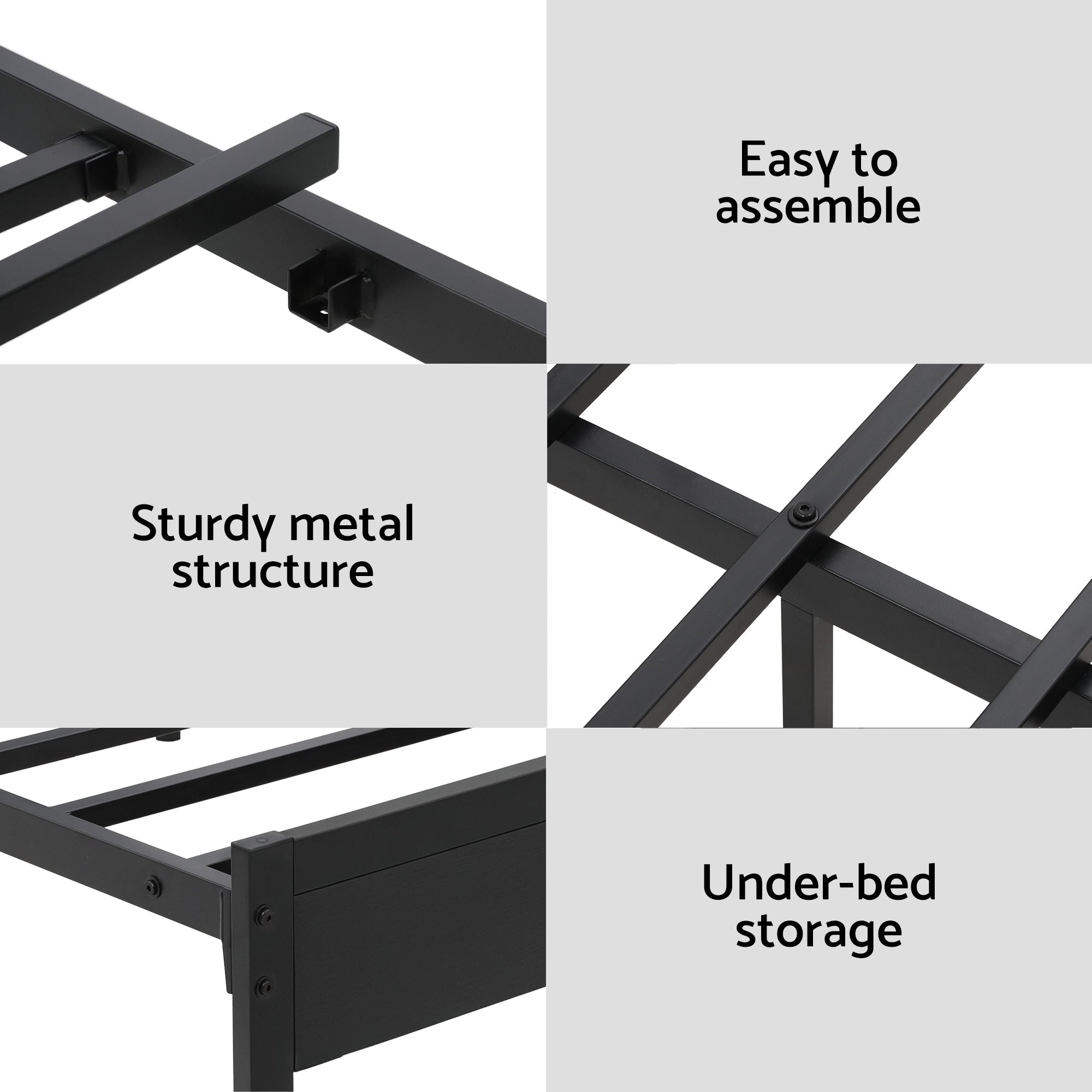 Bed Frame Queen Size LED Metal Bed Base with Charging Station - Furniture > Bedroom > Beds & Bed Frames - Rivercity House & Home Co. (ABN 18 642 972 209) - Affordable Modern Furniture Australia