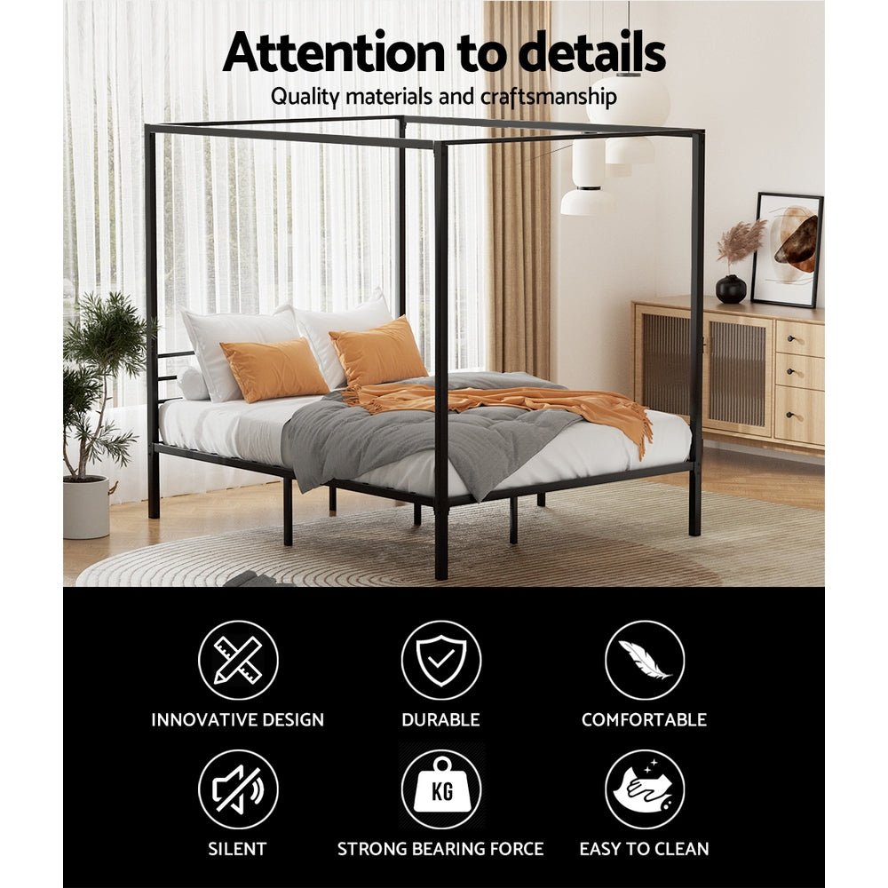 Bed Frame Queen Size Metal Bed Frame POCHY - Furniture > Bedroom > Beds & Bed Frames - Rivercity House & Home Co. (ABN 18 642 972 209) - Affordable Modern Furniture Australia