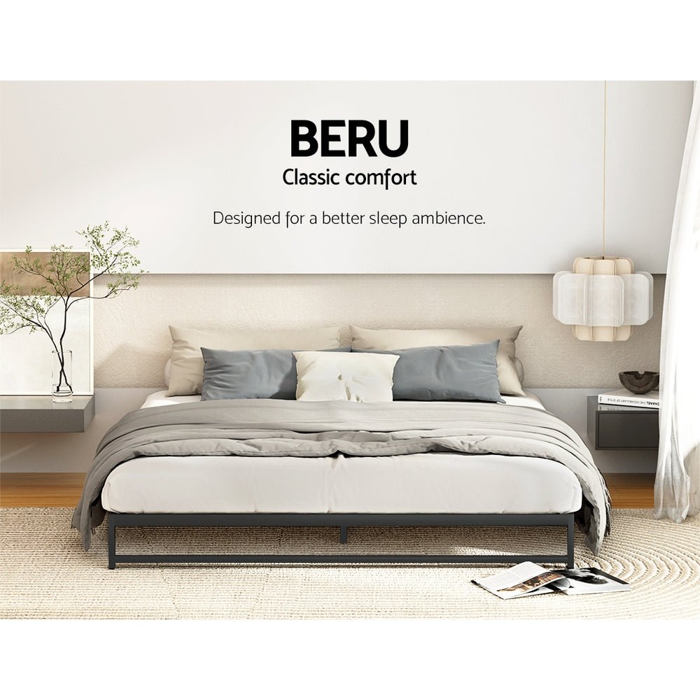 Bed Frame Queen Size Metal BERU - Furniture > Bedroom > Beds & Bed Frames - Rivercity House & Home Co. (ABN 18 642 972 209) - Affordable Modern Furniture Australia
