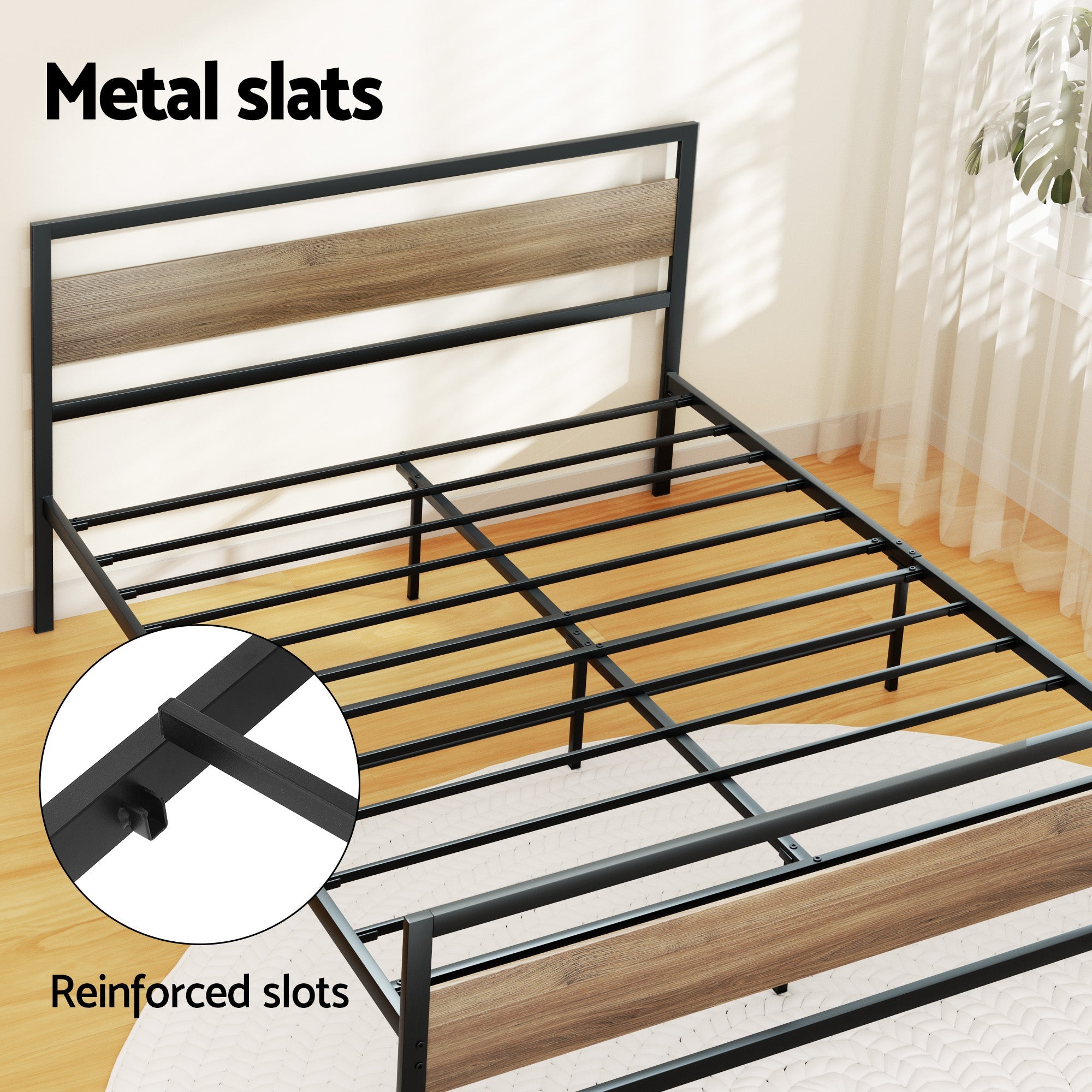 Bed Frame Queen Size Metal Frame with 2 Drawers DREW - Furniture > Bedroom > Beds & Bed Frames - Rivercity House & Home Co. (ABN 18 642 972 209) - Affordable Modern Furniture Australia
