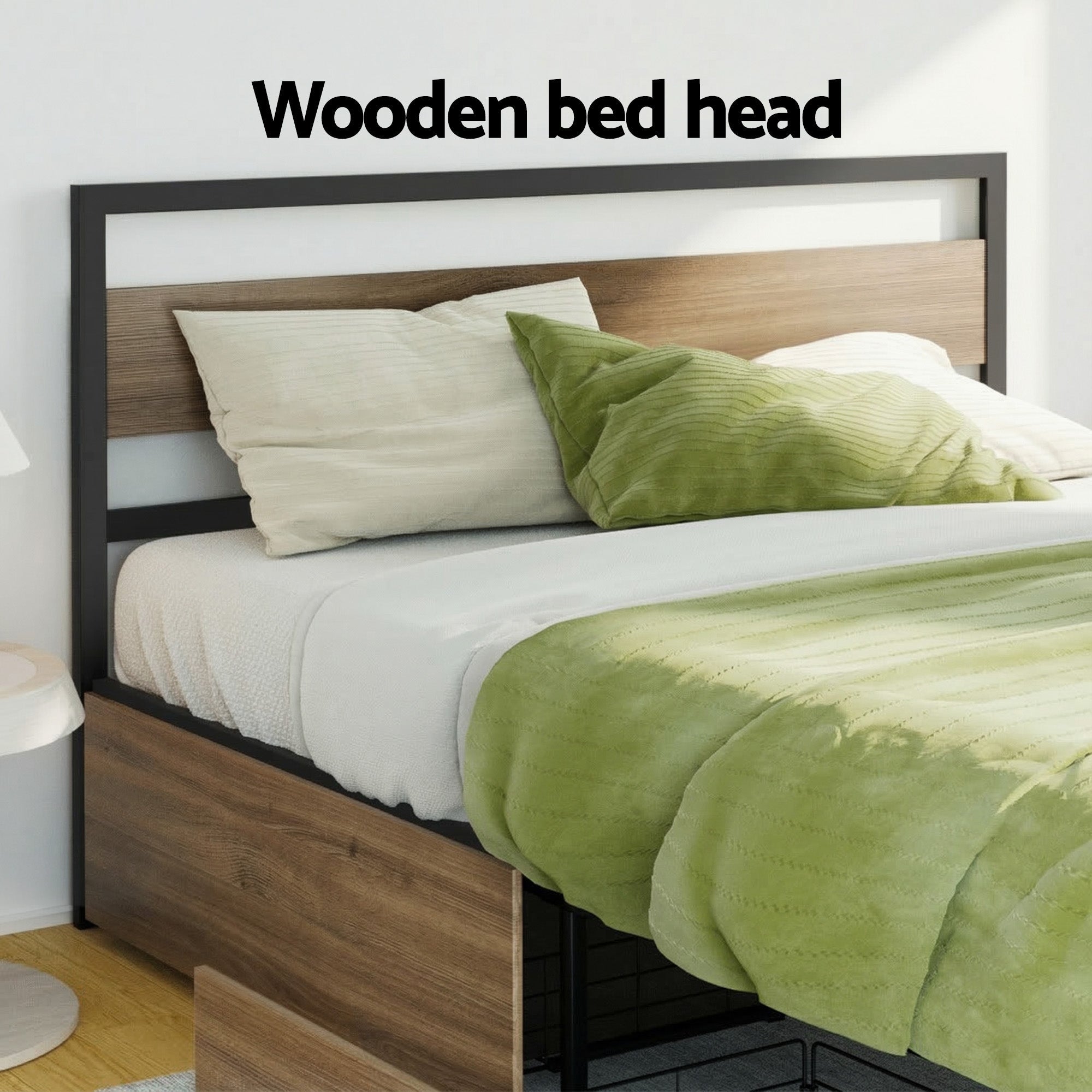 Bed Frame Queen Size Metal Frame with 2 Drawers DREW - Furniture > Bedroom > Beds & Bed Frames - Rivercity House & Home Co. (ABN 18 642 972 209) - Affordable Modern Furniture Australia