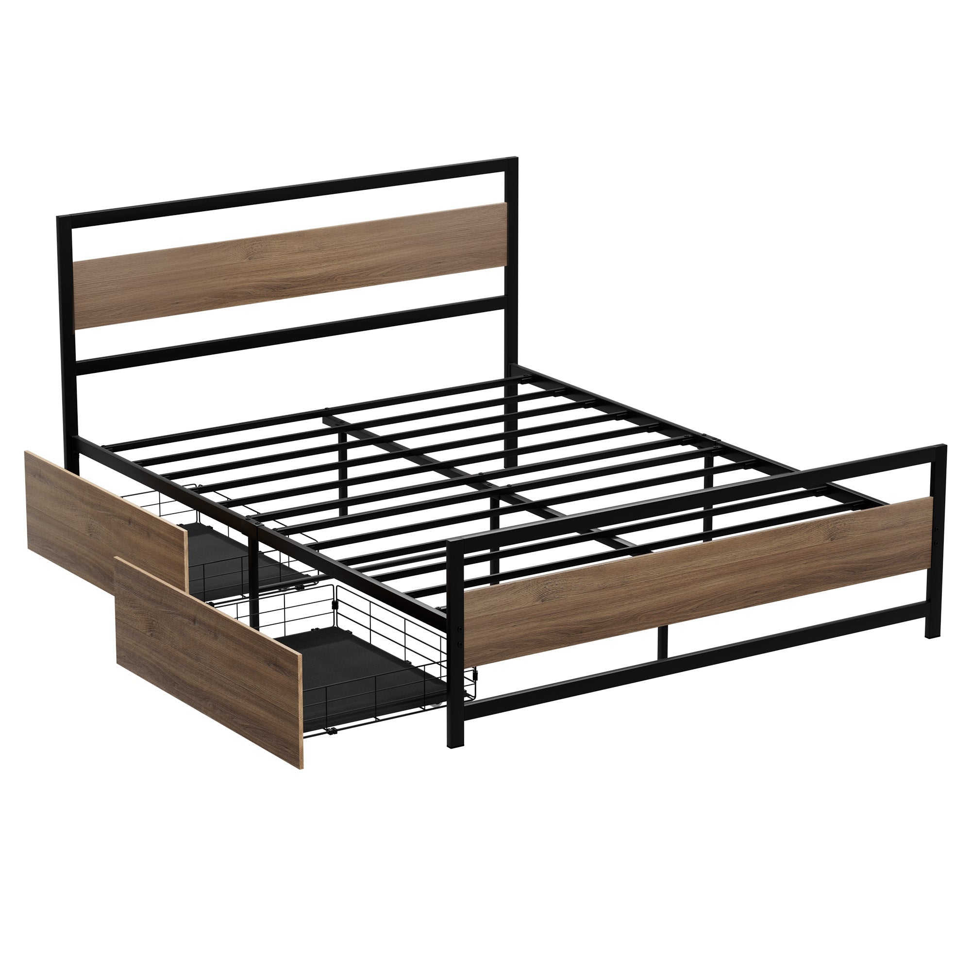 Bed Frame Queen Size Metal Frame with 2 Drawers DREW - Furniture > Bedroom > Beds & Bed Frames - Rivercity House & Home Co. (ABN 18 642 972 209) - Affordable Modern Furniture Australia