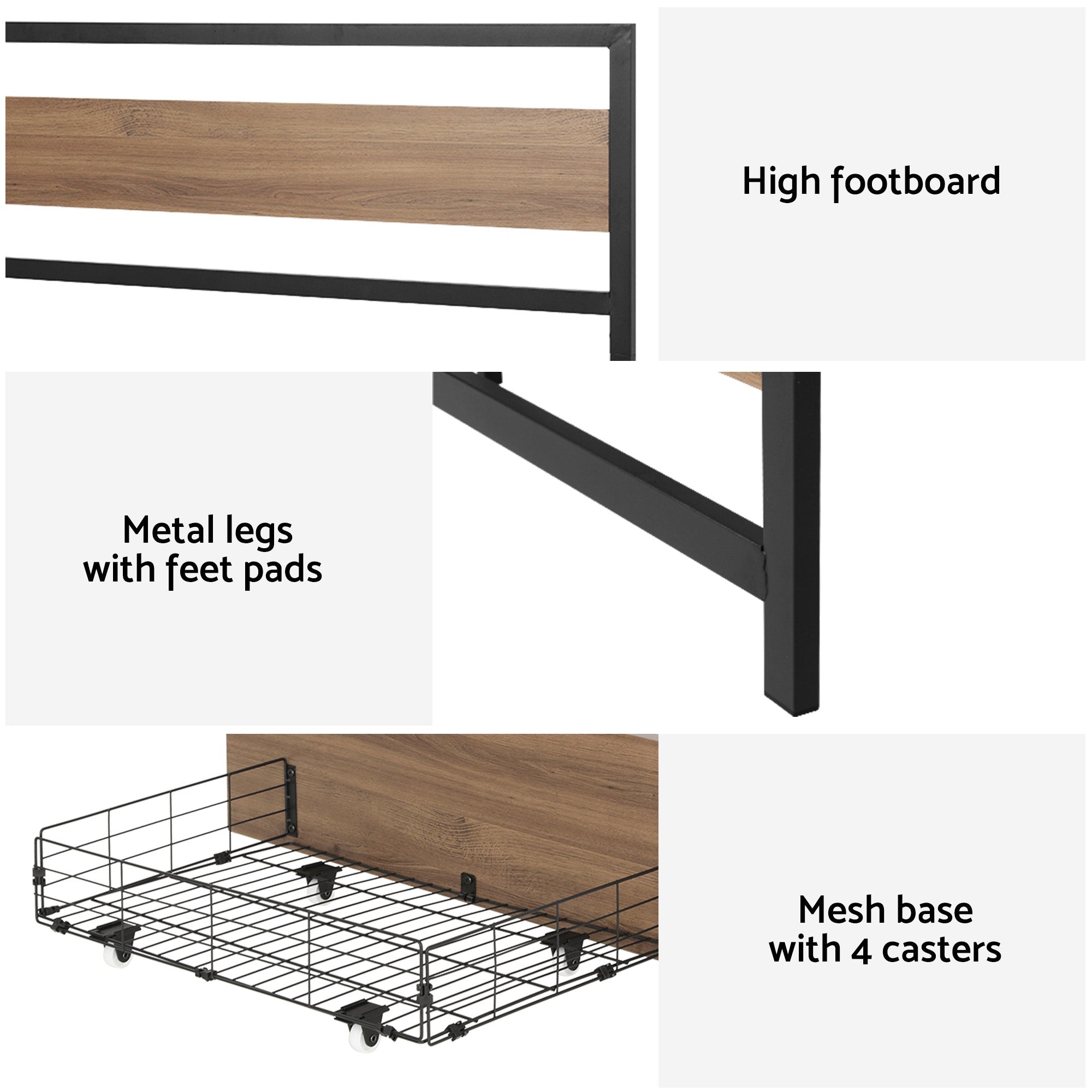 Bed Frame Queen Size Metal Frame with 2 Drawers DREW - Furniture > Bedroom > Beds & Bed Frames - Rivercity House & Home Co. (ABN 18 642 972 209) - Affordable Modern Furniture Australia