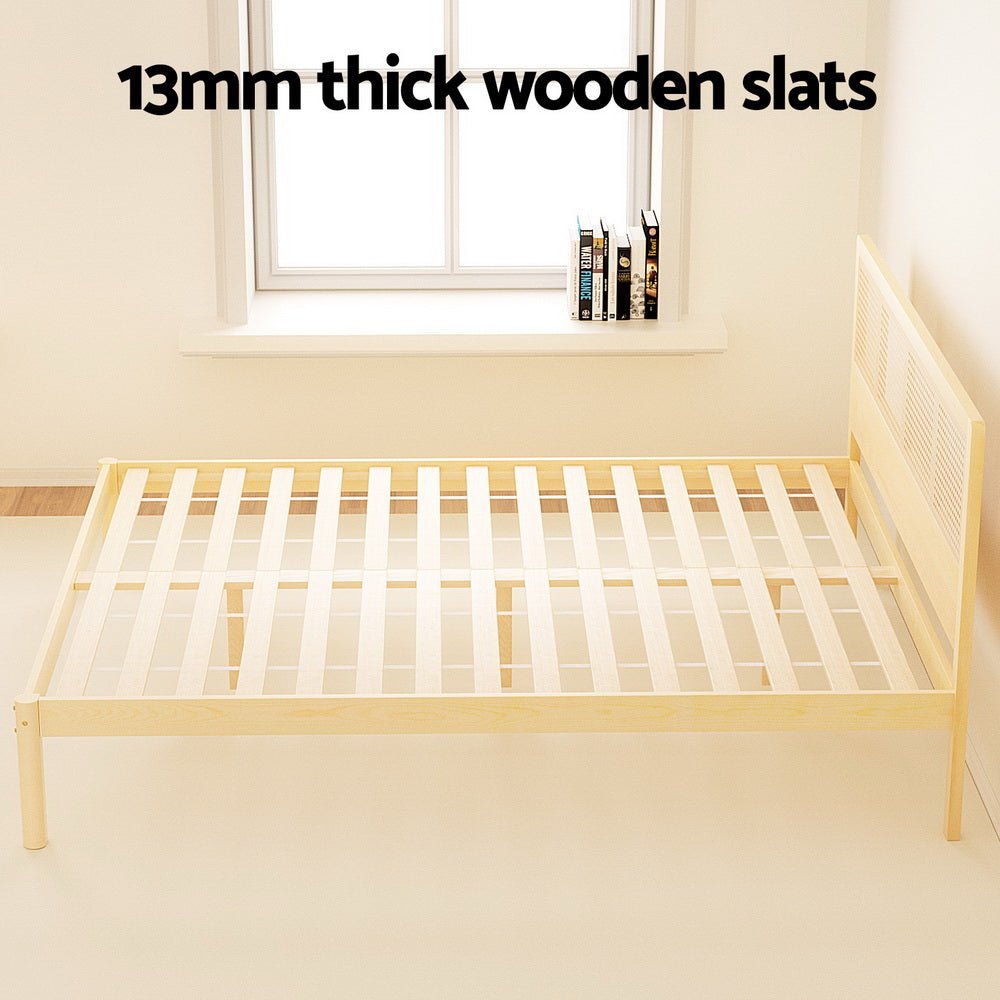 Bed Frame Queen Size Rattan Wooden RITA - Furniture > Bedroom - Rivercity House & Home Co. (ABN 18 642 972 209) - Affordable Modern Furniture Australia