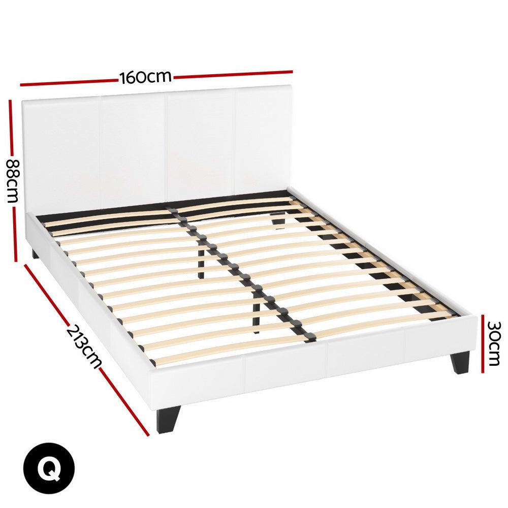 Bed Frame Queen Size White NEO - Furniture > Bedroom > Beds & Bed Frames - Rivercity House & Home Co. (ABN 18 642 972 209) - Affordable Modern Furniture Australia
