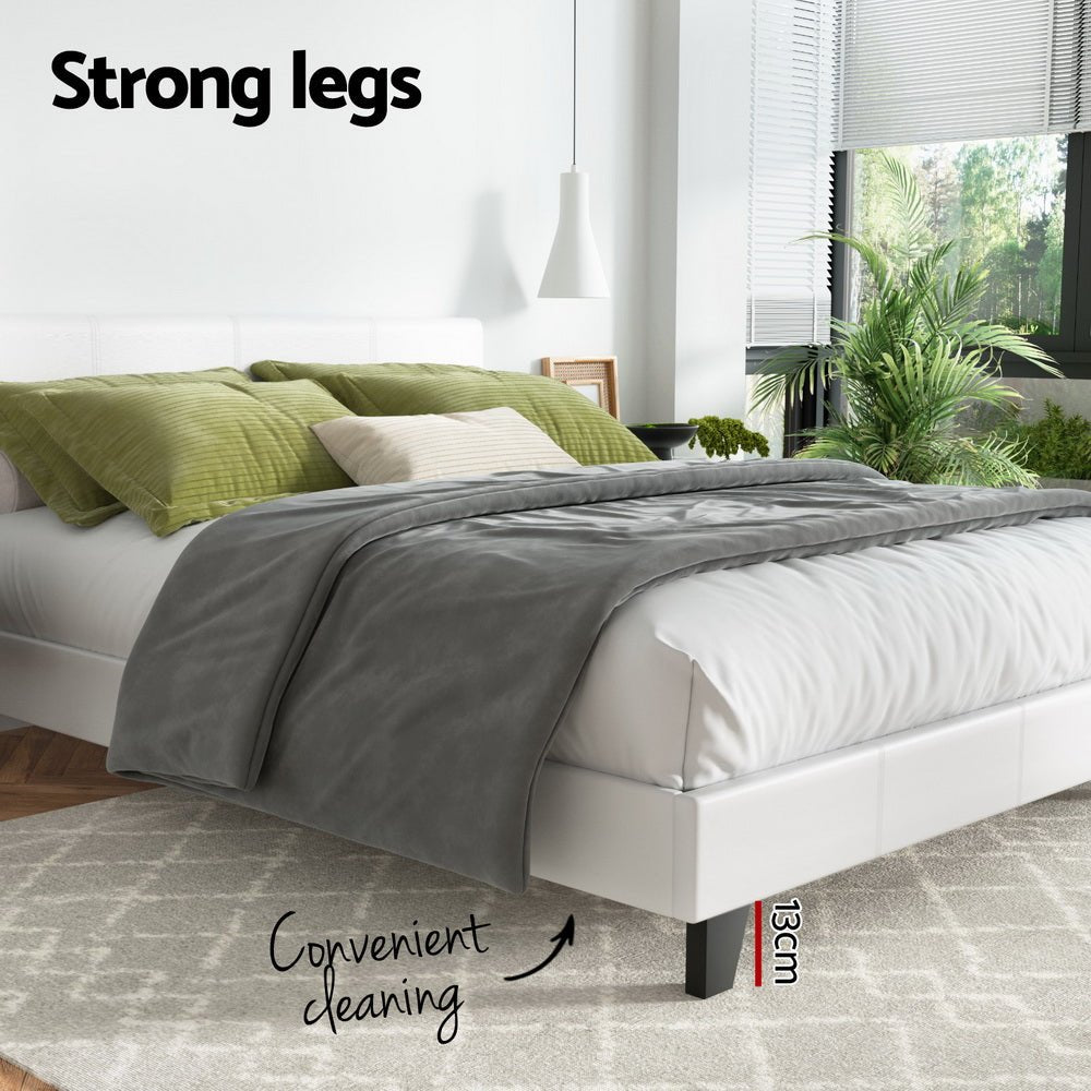 Bed Frame Queen Size White NEO - Furniture > Bedroom > Beds & Bed Frames - Rivercity House & Home Co. (ABN 18 642 972 209) - Affordable Modern Furniture Australia