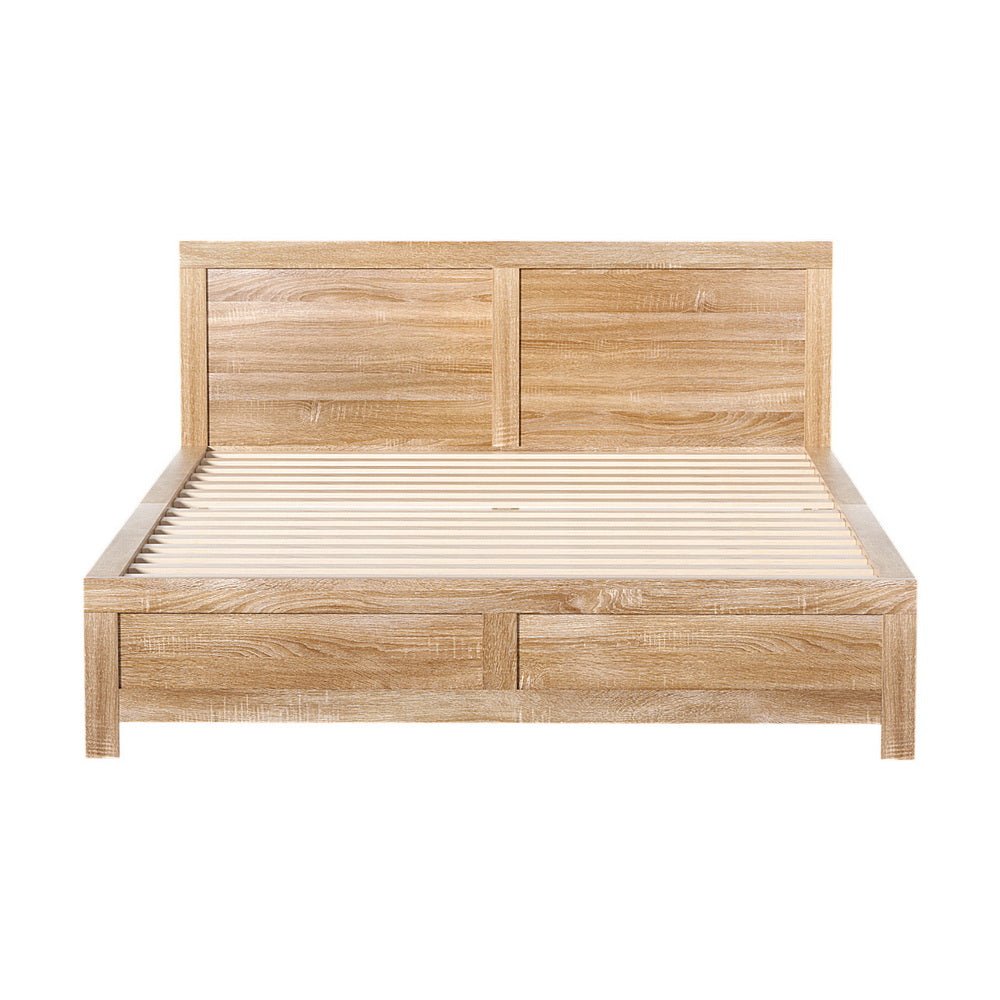 Bed Frame Queen Size Wooden Acacia Wood OATMEAL - Furniture > Bedroom > Beds & Bed Frames - Rivercity House & Home Co. (ABN 18 642 972 209) - Affordable Modern Furniture Australia