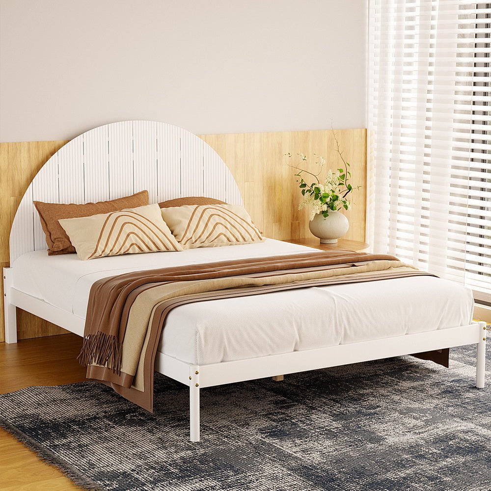 Bed Frame Queen Size Wooden White DALY - Furniture > Bedroom > Beds & Bed Frames - Rivercity House & Home Co. (ABN 18 642 972 209) - Affordable Modern Furniture Australia