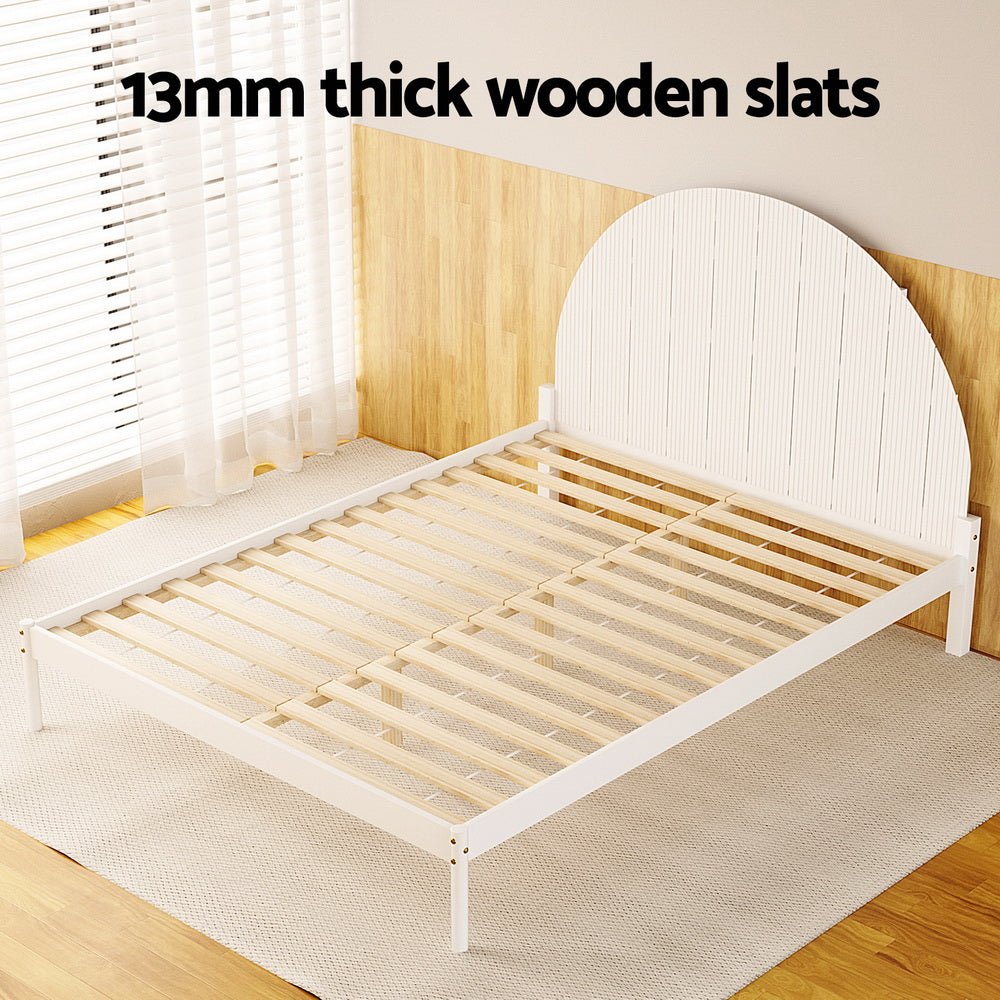 Bed Frame Queen Size Wooden White DALY - Furniture > Bedroom > Beds & Bed Frames - Rivercity House & Home Co. (ABN 18 642 972 209) - Affordable Modern Furniture Australia