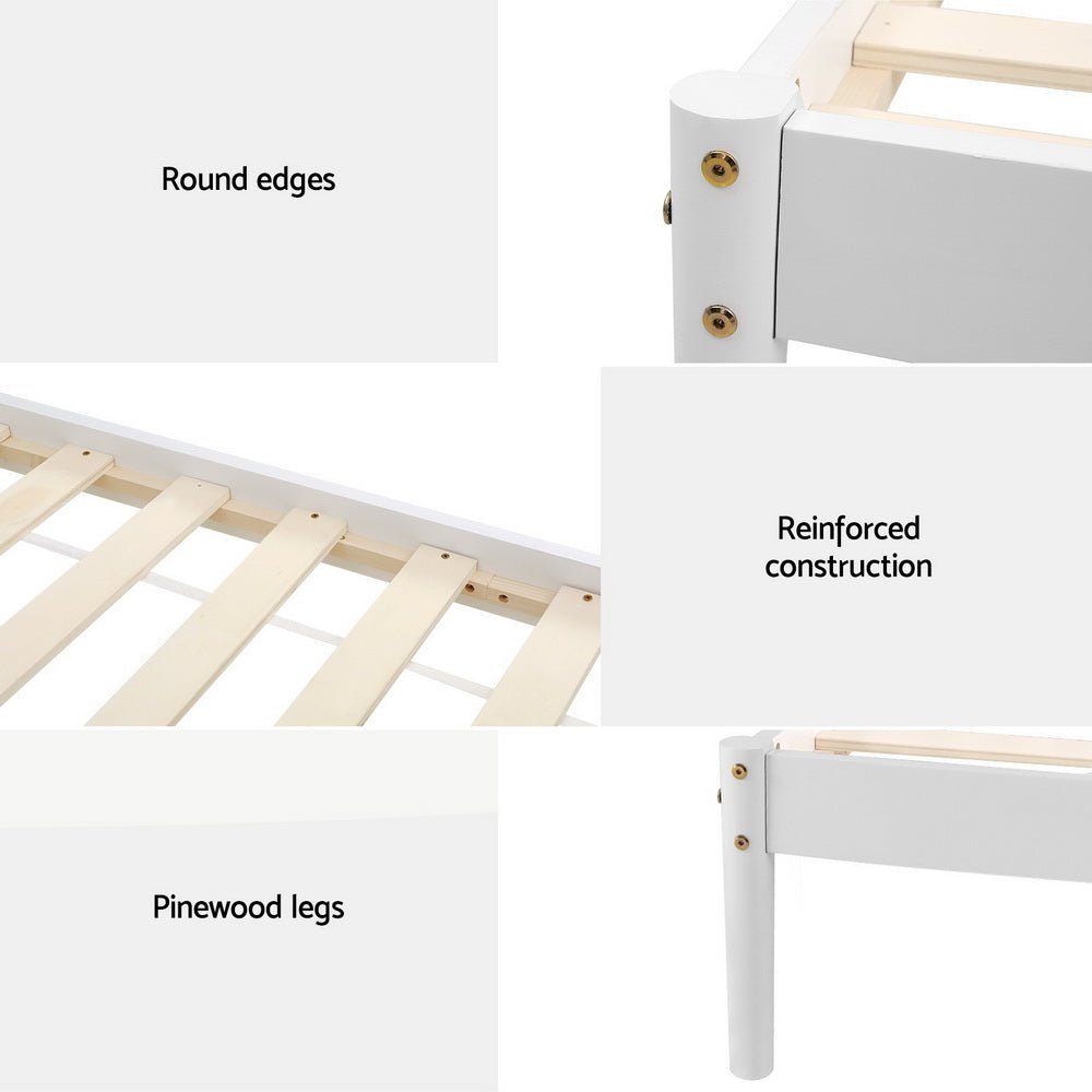 Bed Frame Queen Size Wooden White DALY - Furniture > Bedroom > Beds & Bed Frames - Rivercity House & Home Co. (ABN 18 642 972 209) - Affordable Modern Furniture Australia