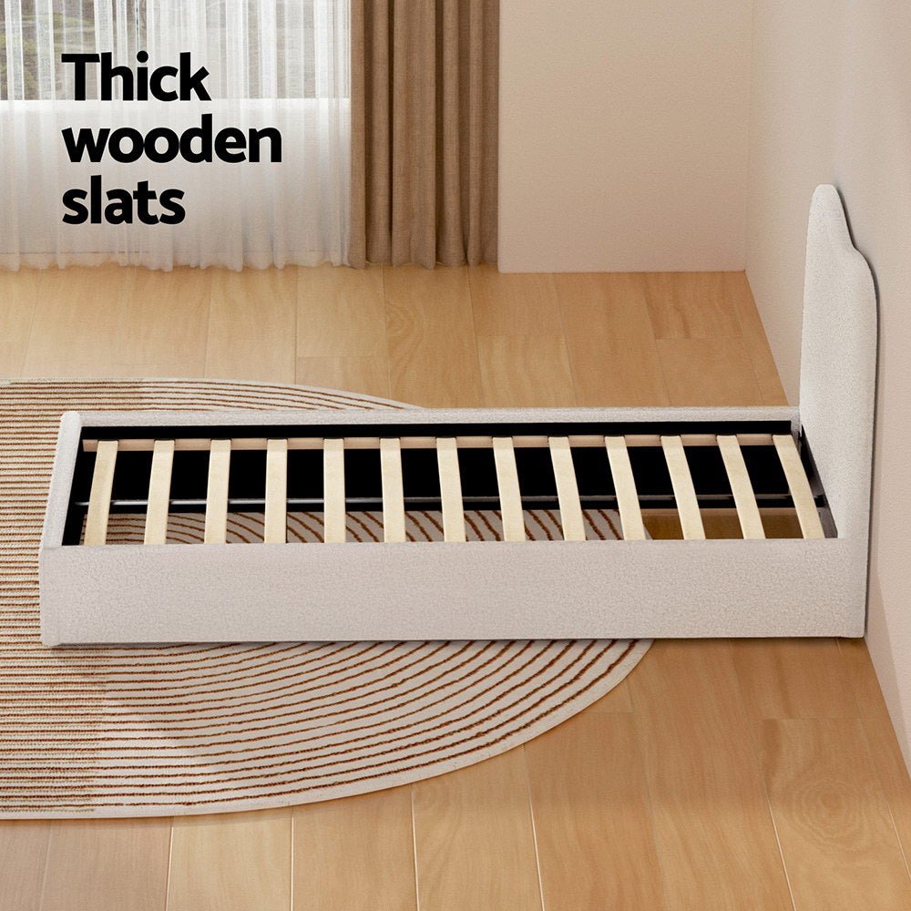 Bed Frame Single Size Boucle DARA - Baby & Kids > Kid's Furniture > Kid's Beds & Bed Frames - Rivercity House & Home Co. (ABN 18 642 972 209) - Affordable Modern Furniture Australia