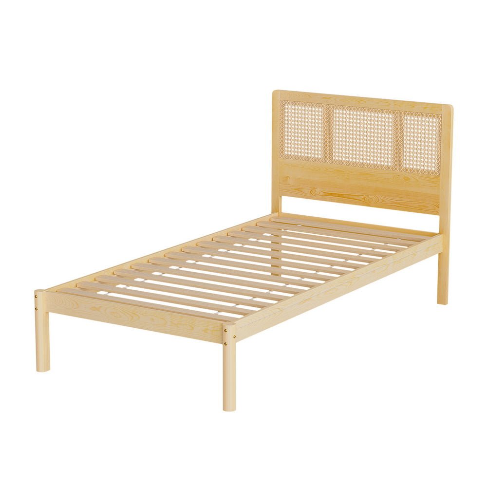 Bed Frame Single Size Rattan Wooden RITA - Furniture > Bedroom > Beds & Bed Frames - Rivercity House & Home Co. (ABN 18 642 972 209) - Affordable Modern Furniture Australia
