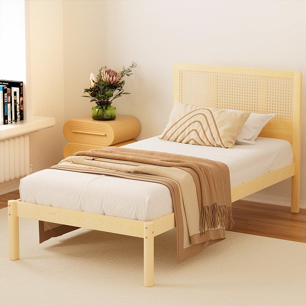 Bed Frame Single Size Rattan Wooden RITA - Furniture > Bedroom > Beds & Bed Frames - Rivercity House & Home Co. (ABN 18 642 972 209) - Affordable Modern Furniture Australia