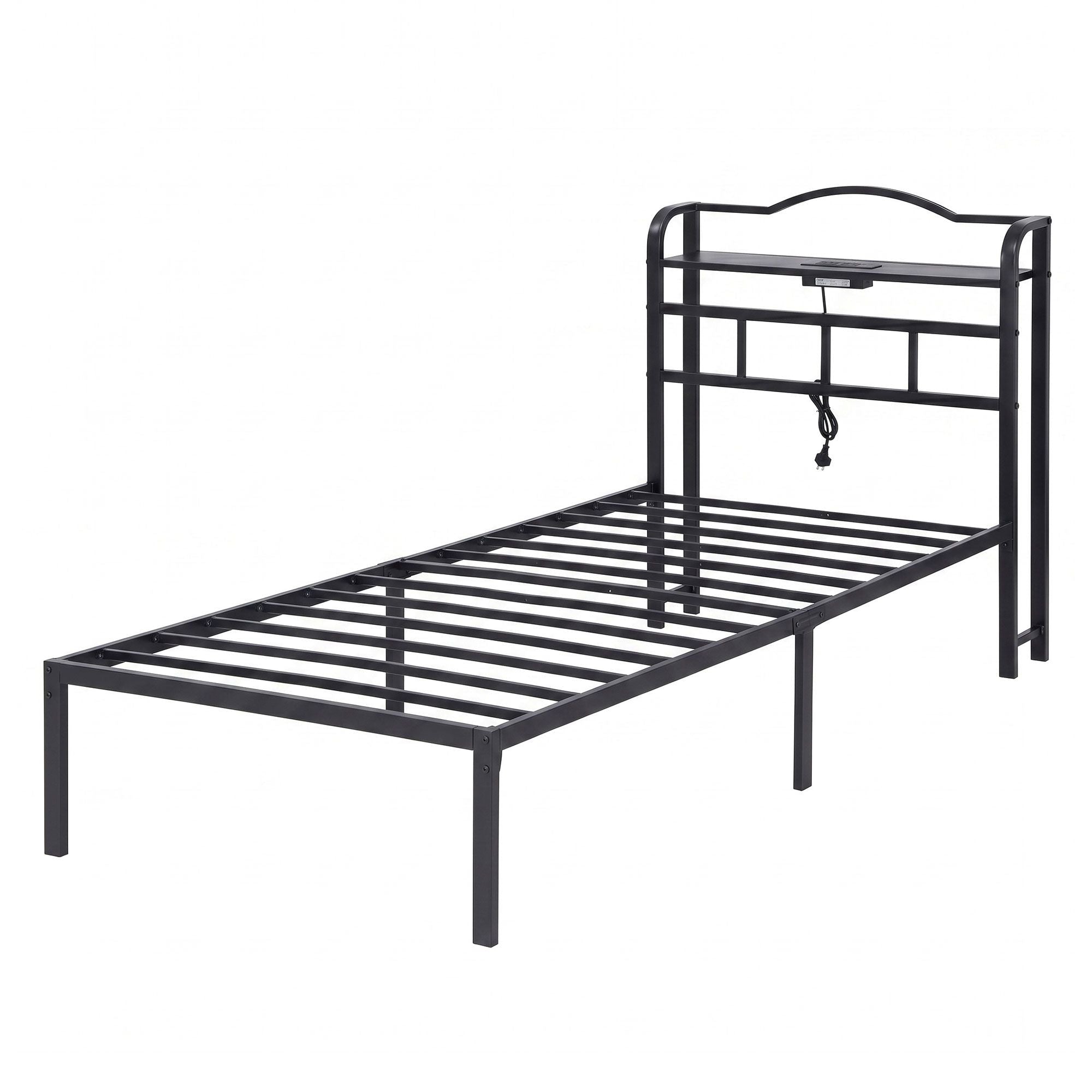Bed Frame Single Size with Charging Station WAVE - Furniture > Bedroom > Beds & Bed Frames - Rivercity House & Home Co. (ABN 18 642 972 209) - Affordable Modern Furniture Australia