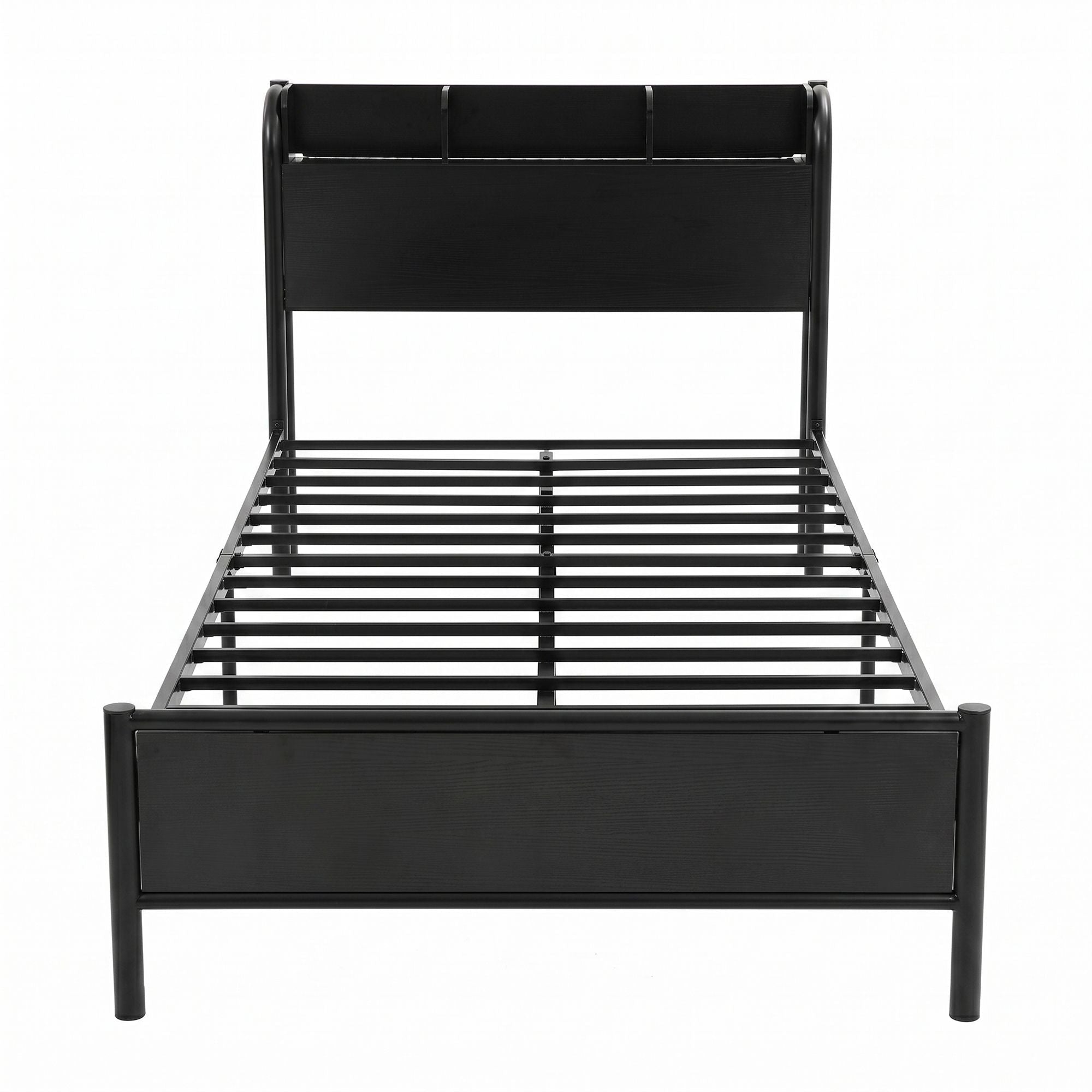Bed Frame Single Size with Storage Shelf Headboard Charging Station GRID - Furniture > Bedroom > Beds & Bed Frames - Rivercity House & Home Co. (ABN 18 642 972 209) - Affordable Modern Furniture Australia