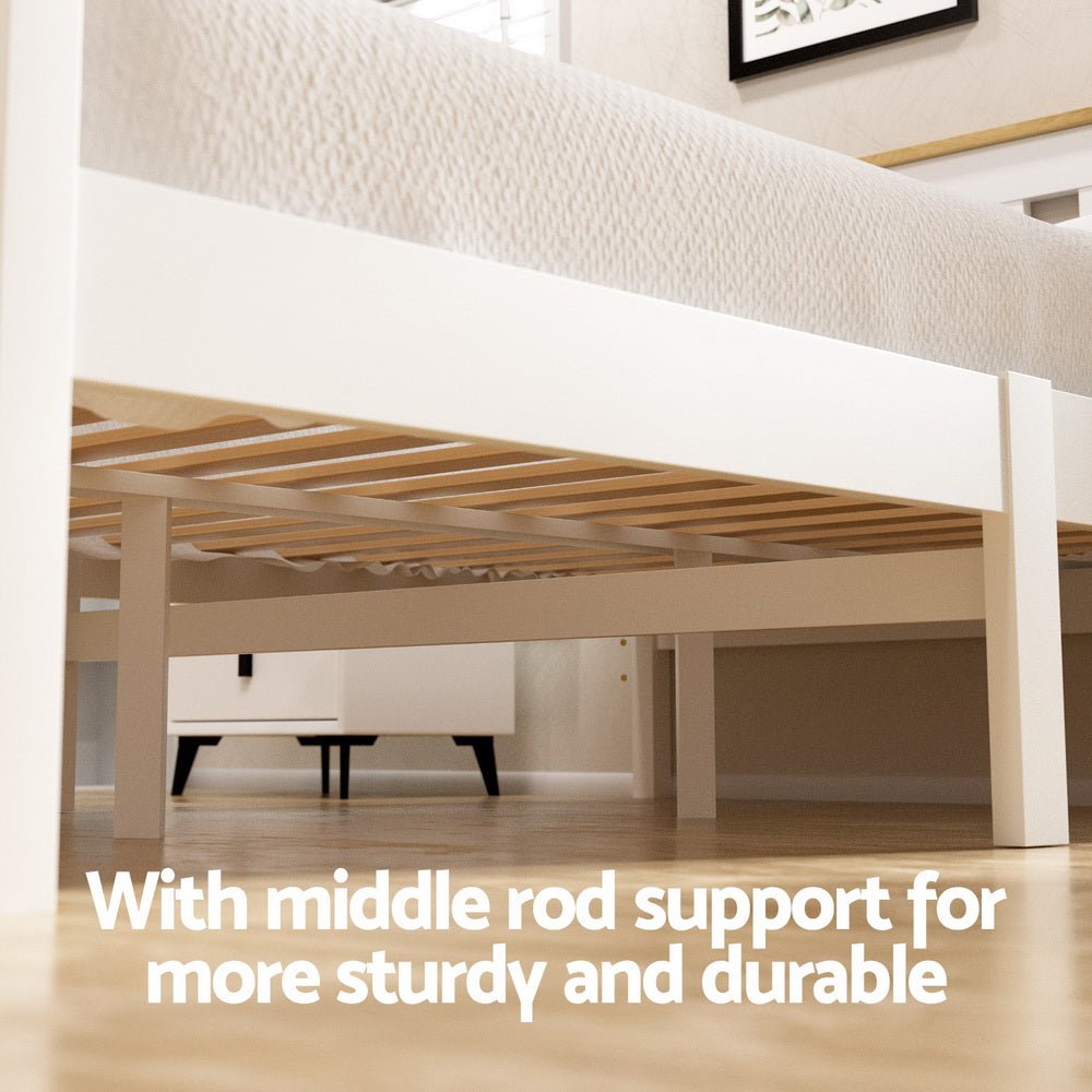 Bed Frame Single Size Wooden Platform with 2 Storage Drawers White PONY - Furniture > Bedroom > Beds & Bed Frames - Rivercity House & Home Co. (ABN 18 642 972 209) - Affordable Modern Furniture Australia