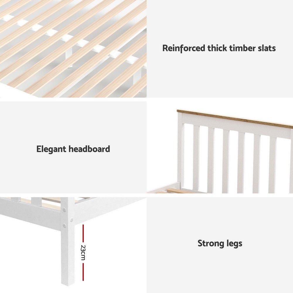 Bed Frame Single Size Wooden Platform with 2 Storage Drawers White PONY - Furniture > Bedroom > Beds & Bed Frames - Rivercity House & Home Co. (ABN 18 642 972 209) - Affordable Modern Furniture Australia