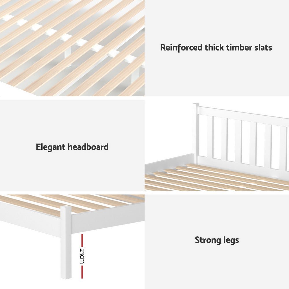 Bed Frame Single Size Wooden Platform with 2 Storage Drawers White SOFIE - Furniture > Bedroom > Beds & Bed Frames - Rivercity House & Home Co. (ABN 18 642 972 209) - Affordable Modern Furniture Australia